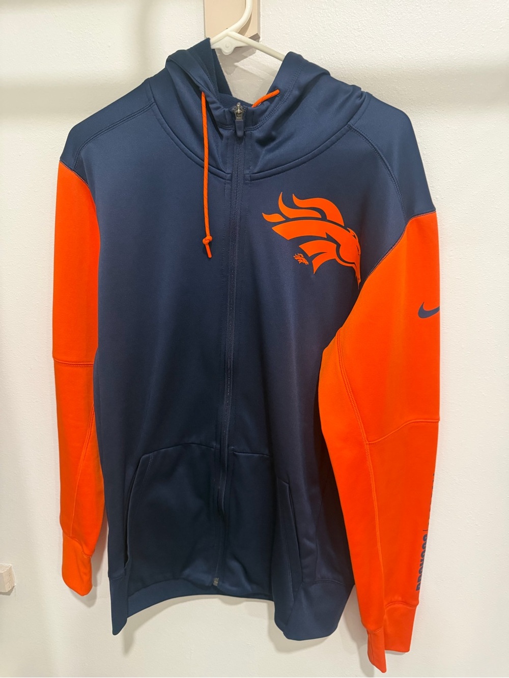 Nike Navy and Orange Team Logo Full-Zip Hoodie